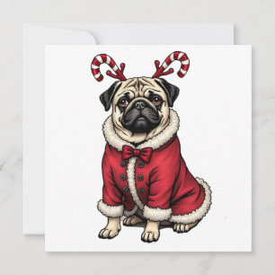 Carte Chien de Pub en Tenue de Père Noël pour Amateur de