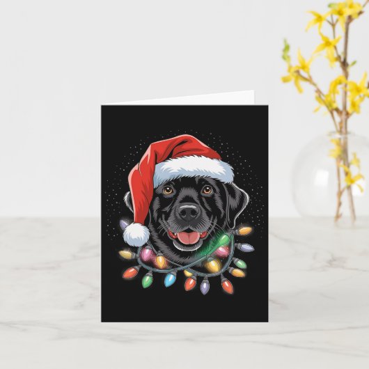 Carte Chien de pyjama à lumière de sapin de Noël Labrado (Fleur jaune)