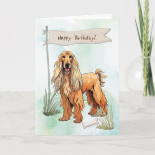 Carte Chien de race afghane sous signe d'anniversaire