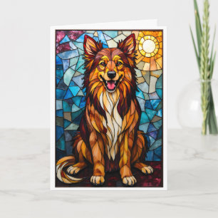 Carte Chien de race mixte de style vitrail