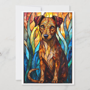 Carte Chien de race mixte de style vitrail plat