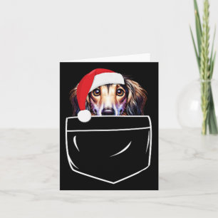 Carte Chien de Saluki Noël Chapeau Noël Pocket Fun Noël