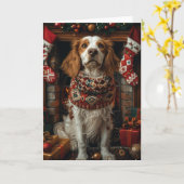 Carte Chien de Setter anglais avec les cadeaux de Noël c (Fleur jaune)