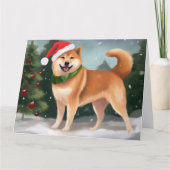 Carte Chien de Shiba Inu à Noël de neige (Devant)