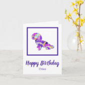 Carte Chien de Shihpod Silhouette mou pourpre PY&B Anniv (Fleur jaune)