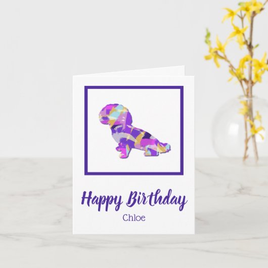 Carte Chien de Shihpod Silhouette mou pourpre PY&B Anniv (Fleur jaune)