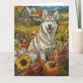 Carte Chien de Sibérie Husky Moisson d'automne Thanksgiv (Devant)