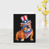 Carte Chien de taureau 4 juillet drapeau américain (Fleur jaune)