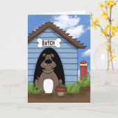 Carte chien de taureau dans l'anniversaire de niche (Fleur jaune)