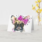 Carte Chien de Taureau de Français de Cutie (Fleur jaune)