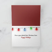 Carte Chien de taureau noir de Noël sur une chaise rouge (Intérieur)