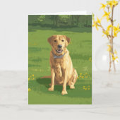 Carte Chien de trieur du Labrador jaune (Fleur jaune)