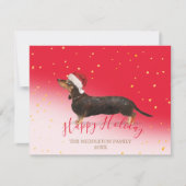 Carte Chien de vacances Dachshund Gold Red Salutation sa (Devant)