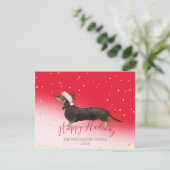 Carte Chien de vacances Dachshund Gold Red Salutation sa (Debout devant)