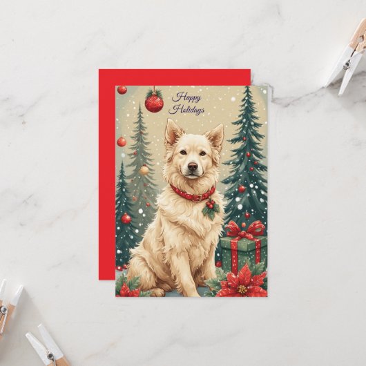 Carte Chien de vacances mignon (Devant/Arrière en situation)