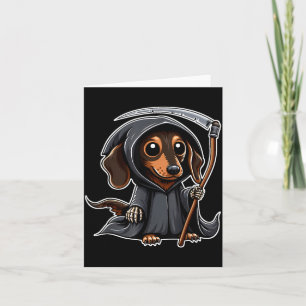Carte Chien de Vienne Halloween Dachshund Faucheur