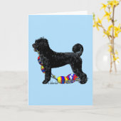 Carte Chien d'eau portugais debout avec flottaison (Fleur jaune)