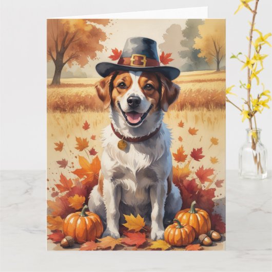 Carte Chien D'Eau Portugais En Automne Quitte Thanksgivi (Fleur jaune)