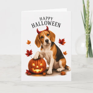 Carte Chien diable de Halloween Beagle