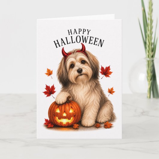 Carte Chien diable d'Halloween Havanais (Devant)