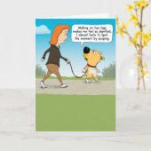 Carte Chien dignifié drôle sur deux jambes Anniversaire (Fleur jaune)