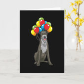 Carte Chien d'Irlande Wolfhound avec Ballons (Fleur jaune)