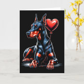 Carte Chien Doberman Saint-Valentin Propriétaire de chie (Fleur jaune)
