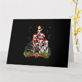 Carte Chien drôle Boston Terrier cadeau sapin de Noël (Fleur jaune)