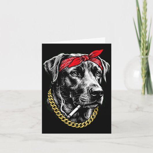 Carte Chien drôle fumant une cigarette labrador retrieve (Devant)