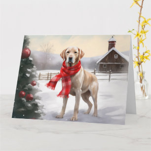 Carte Chien du Labrador à Noël de neige