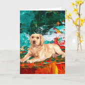 Carte Chien du Labrador artistique Abstrait (Fleur jaune)