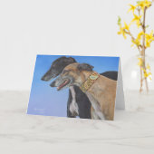 Carte Chien dynamique de whippet de lévrier de duo (Fleur jaune)