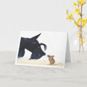 Carte Chien écossais et souris (Fleur jaune)