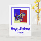 Carte Chien écossais Silhouette Rouge Bleu Jaune Anniver (Fleur jaune)