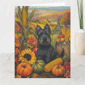 Carte Chien écossais Terrier Moisson d'automne Thanksgiv (Devant)