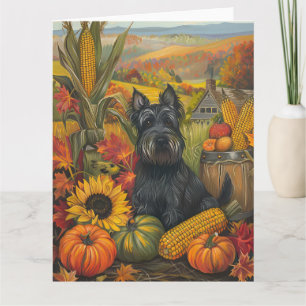 Carte Chien écossais Terrier Moisson d'automne Thanksgiv