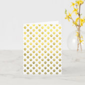 Carte Chien Empreinte de patte Gold White Métallo Faux F (Fleur jaune)