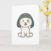 Carte Chien en aviateur avec chapeau et lunettes (Fleur jaune)
