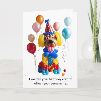 Carte Chien en Ballon Drôle Anniversaire Humour Amis
