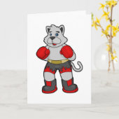 Carte Chien en boxeur avec gants de boxe (Fleur jaune)