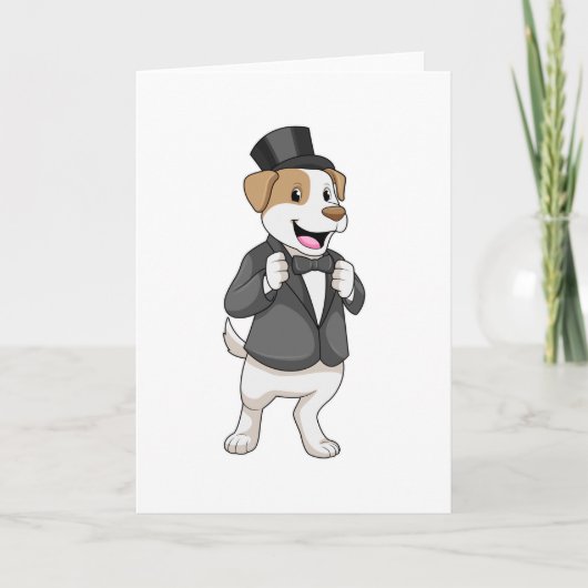 Carte Chien en chambre avec ruban (Devant)