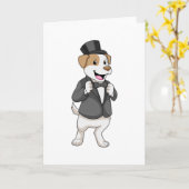 Carte Chien en chambre avec ruban (Fleur jaune)