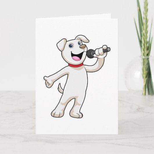 Carte Chien en chanteur avec microphone (Devant)
