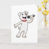Carte Chien en chanteur avec microphone (Fleur jaune)