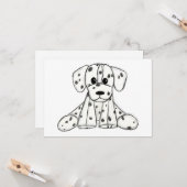 Carte Chien en dalmate dessin simple noir (Devant/Arrière en situation)