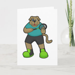 Carte Chien en joueur de tennis avec raquette de tennis