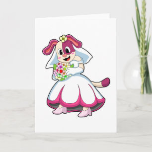 Carte Chien en marié avec robe Mariage & Fleurs