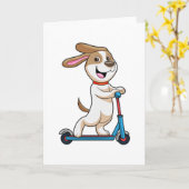 Carte Chien en motard avec scooter (Fleur jaune)