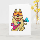 Carte Chien en musicien avec guitare (Fleur jaune)