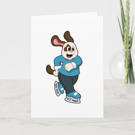 Carte Chien en patin à glace avec des patins à glace (Devant)